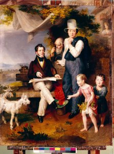 Zelfportret met het portret van de kunstenaar George Dawe door Wilhelm August Golicke
