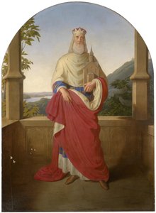 Saint Leopold voor een uitzicht op de Donau en de Leopoldsberg op de achtergrond door Wilhelm August Rieder