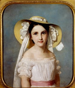 Portret van Miss Emily Leo. Portret van een jong meisje door Wilhelm Auguste Rudolf Lehmann