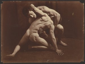 Worstelaars, ca. 1885-1905 door Wilhelm Baron von Gloeden