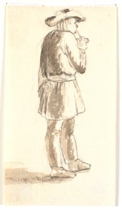 Staande pijprokende man door Wilhelm Bendz