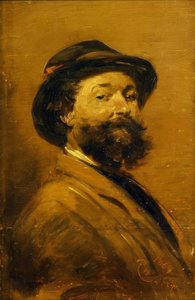 Zelfportret in grijsbruin