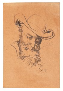 Zelfportret met hoed door Wilhelm Busch