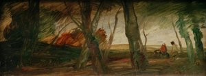 Laat herfstlandschap met twee figuren door Wilhelm Busch