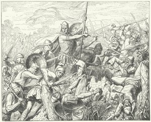 Arnulf van Karinthië bestormt de Normandische verdediging aan de rivier de Dyle, 891 door Wilhelm Camphausen