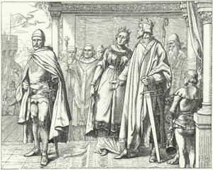 Ernest II, Hertog van Zwaben, voor Koning Koenraad II van Duitsland na opstand tegen hem