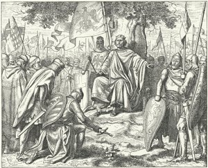 Onderwerping van de Saksische prinsen aan de Heilige Roomse Keizer Hendrik IV in Spira na hun nederlaag in de Slag bij Langensalza