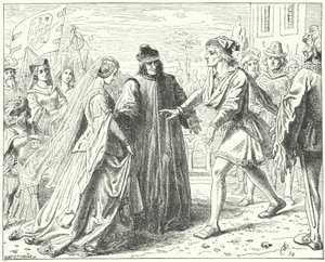 De Heilige Roomse Keizer Frederik III ontmoet zijn verloofde, Eleonora van Portugal, in Siena door Wilhelm Camphausen