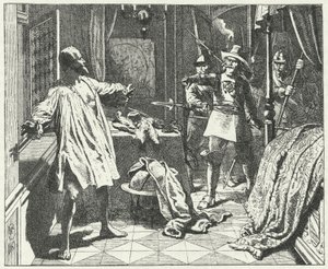De moord op Albrecht von Wallenstein, Boheemse generaal in het leger van het Heilige Roomse Rijk in de Dertigjarige Oorlog door Wilhelm Camphausen