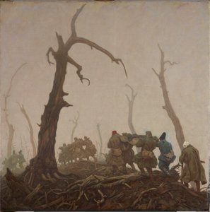 Transport van gewonden door Wilhelm Dachauer
