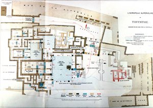 Kaart van de oude stad Griekenland Tiryns, Heinrich Schliemann, Parijs
