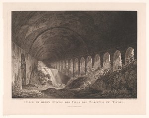 Zicht in de stallen van Villa Maecenas in Tivoli door Wilhelm Friedrich Gmelin