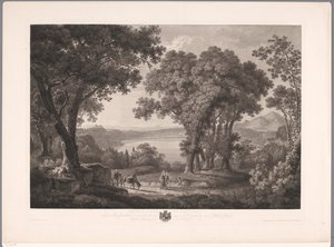Zicht op het meer van Albano bij Rome door Wilhelm Friedrich Gmelin
