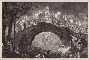 Festival ter ere van de kunstenaar Peter von Cornelius in het Malkastenpark, Düsseldorf, Duitsland (gravure) door Wilhelm Gause