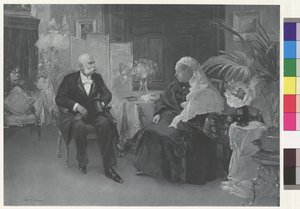 Koningin Victoria en Keizer Franz Joseph in het Hotel du Cimiez in Nice door Wilhelm Gause