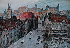 De Hauptmarkt, Neurenberg door Wilhelm Georg (after) Ritter