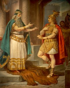 Koning Sigurd ontmoet de wijze kluizenaar Grypin, uit de Sigurd Saga, Benedenhal, ca. 1882-83 door Wilhelm Hauschild