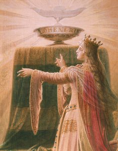 Het wonder van de Graal, uit de Lohengrin Saga, salon (detail) door Wilhelm Hauschild