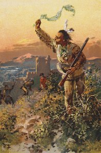 Scène uit De laatste der Mohikanen, door James Fenimore Cooper