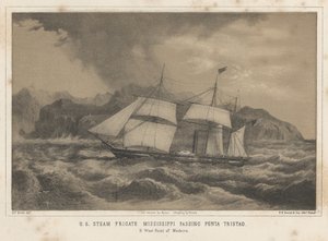 U.S. Stoomfregat Mississippi Passeert Punta Tristao, 1855 door Wilhelm Joseph Heine