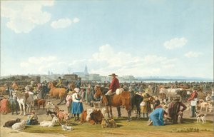 Veemarkt bij Genua, 1820 door Wilhelm Kobell Ritter von