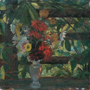 Prieel met bloemen door Wilhelm Legler