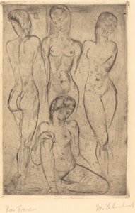 Vier Vrouwen; Drie Staand, Eén Zittend door Wilhelm Lehmbruck