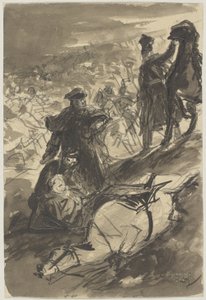 Blüchers val in de slag bij Ligny door Wilhelm Lindenschmit der Jüngere