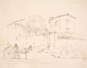 Ezelwagen buiten Porta del Popolo door Wilhelm Marstrand