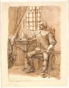 Edelman uit de tijd van Chr. 4 zit en leest een brief door Wilhelm Marstrand