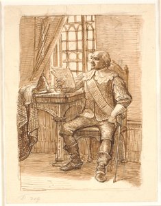 Edelman uit de tijd van Chr. 4 zit en leest een brief door Wilhelm Marstrand