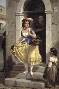 Een Italiaanse vrouw op weg naar het carnaval