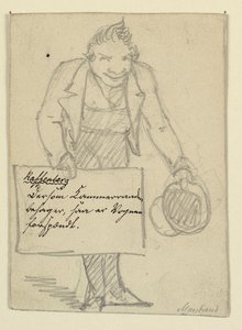 Buigende koetsier. Uitnodiging (voor Raffenberg) door Wilhelm Marstrand