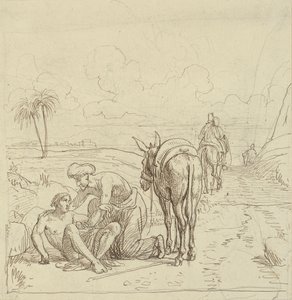 De barmhartige Samaritaan vindt de gewonde door Wilhelm Marstrand