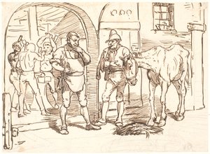 Het oude paard wordt naar een Romeinse smederij gebracht
