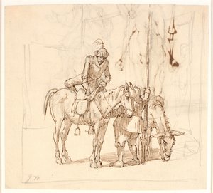 Don Quichot Stijgt te Paard door Wilhelm Marstrand