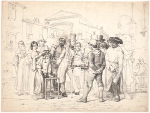Een charlatan verkoopt schoensmeer, Rome door Wilhelm Marstrand