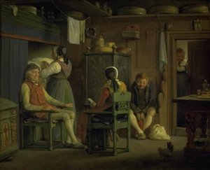 Een moeder van een vrijer spreekt voor haar zoon door Wilhelm Marstrand