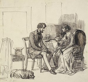 Een heer op bezoek bij een jongere dame door Wilhelm Marstrand