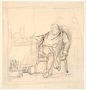 Een dikke man aan de eettafel door Wilhelm Marstrand