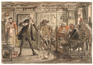 Erasmus Montanus discussieert met Per Degn door Wilhelm Marstrand