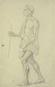 Figurenstudie. Staande man in profiel naar links door Wilhelm Marstrand