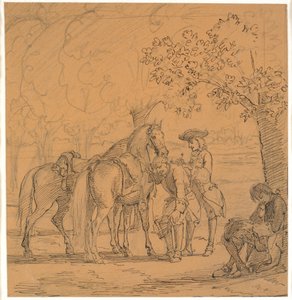 Frederik V. verleent de aanvraag van de theoloog, (C. D. Biehls Brieven, uitgegeven 1865) door Wilhelm Marstrand