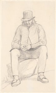 Oude Zweedse boer, zittend op een steen door Wilhelm Marstrand