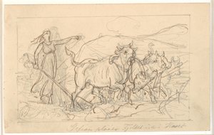 "Gefion ploegt de berg in de zee" door Wilhelm Marstrand
