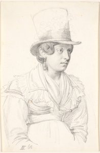 Italiaanse vrouw met hoge hoed door Wilhelm Marstrand