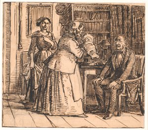 De vroedvrouw presenteert de erfgenaam door Wilhelm Marstrand