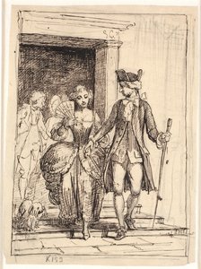Leander en Leonora, achter hen Henrik en Pernille door Wilhelm Marstrand