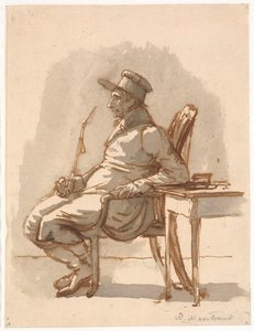 Man met pijp en pet. Oom van de kunstenaar door Wilhelm Marstrand
