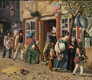 Verhuisdag scène door Wilhelm Marstrand